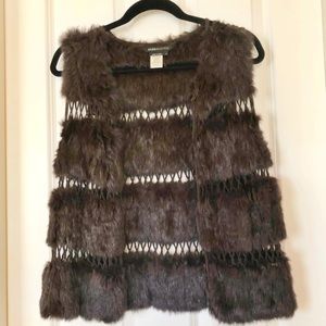 BCBG rabbit fur vest